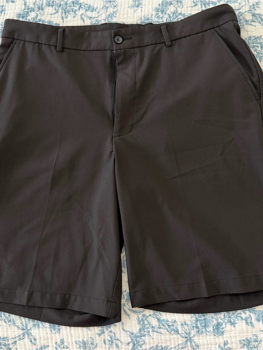 Men's Flat Front Black Performance Shorts
